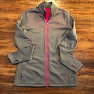 Nike Grey & Pink Zipped Sweatshirt